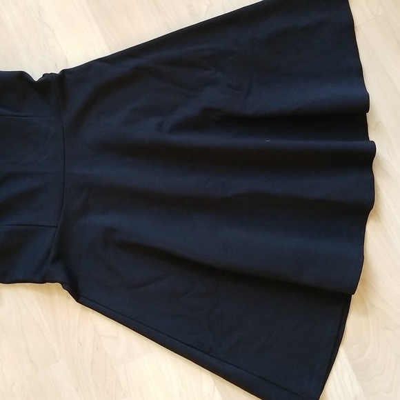 Free Press Black Black Dress Scalloped Scoop Neck Short Sleeve Flowy Midi - Picture 4 of 8